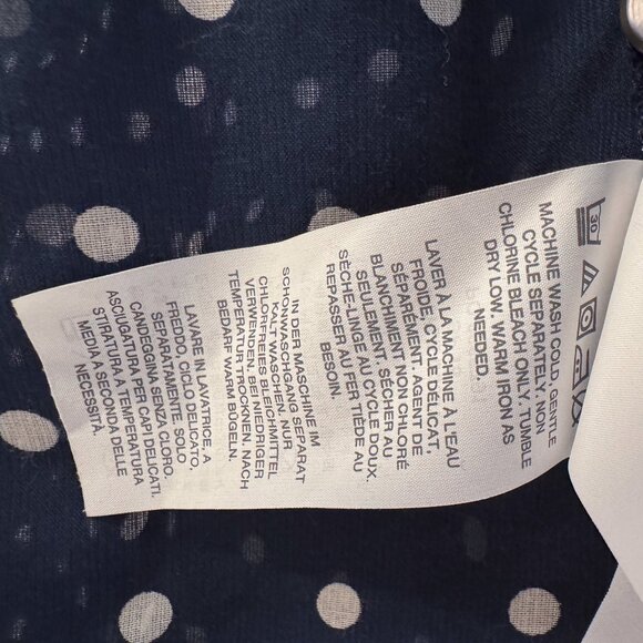 J. Crew Navy Polka Dot Long Sleeve Button Front Top Size 2 Cotton & Silk Blend - Picture 9 of 11
